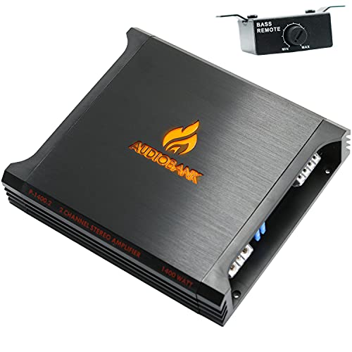 Audiobank AB1400.2 2 Channel 2400 Watt 2 Ohm A/B Class Car Audio Stereo BASS Amplifier with Bass Control, Bridgeable, LED Indicator with Bass Knob Included Audiobank AB1400.2 2 Channel 2400 Watt 2 Ohm A/B Class Car Audio Stereo BASS Amplifier with Bass Control, Bridgeable, LED Indicator with Bass Knob Included